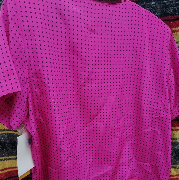 Vintage 80s SK & Company Hot Pink Polka-dot Blouse & Skirt Set - Picture 9 of 9